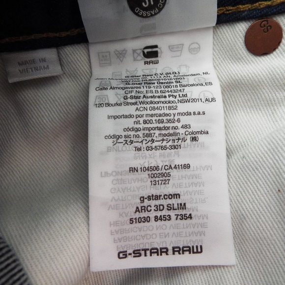 G-Star RAW Restored Dark Denim Jeans ARC 3-D Slim Paint Splattered Size 30x30 - Picture 11 of 11